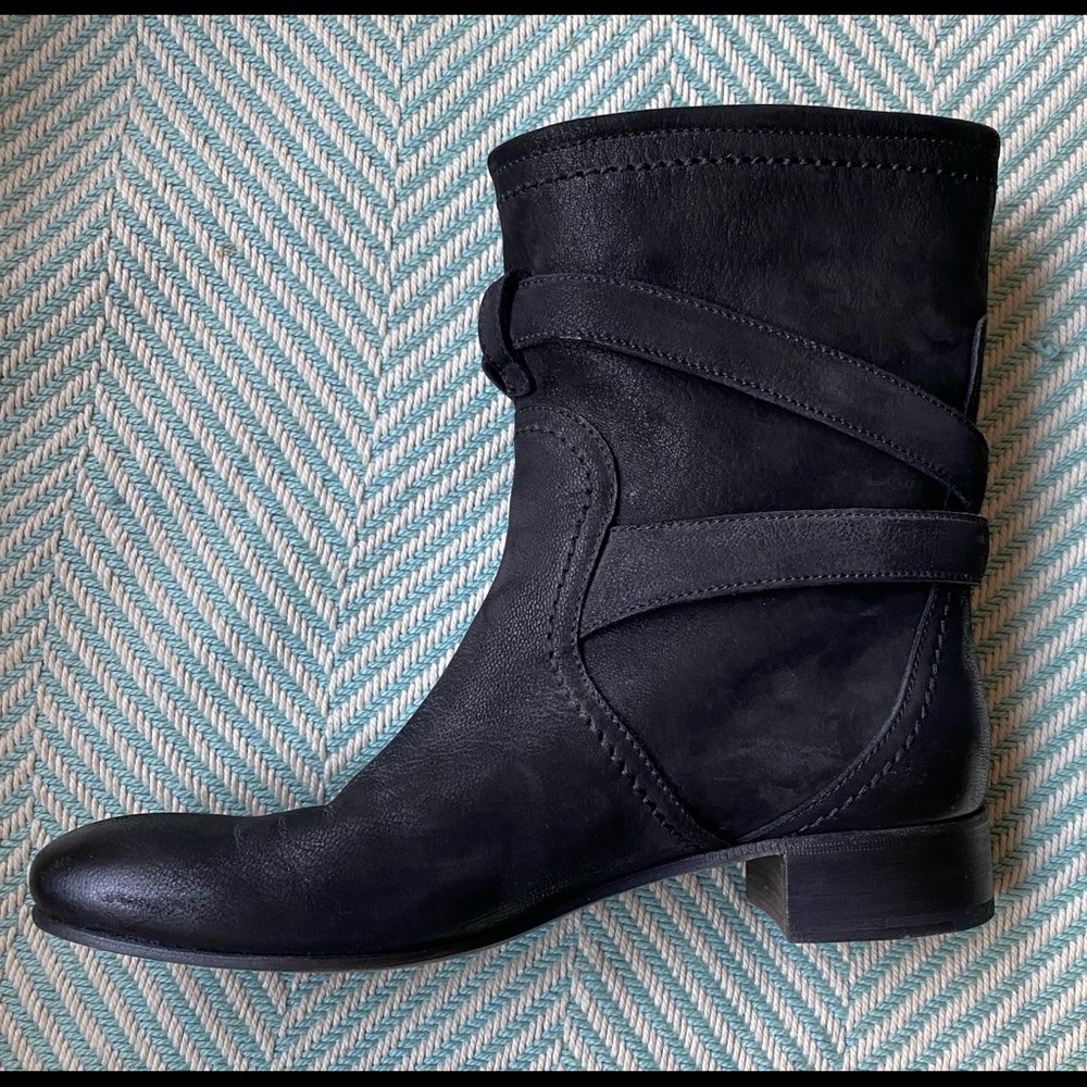 PRADA Black Leather Moto Style Ankle Boots - Picture 8 of 16